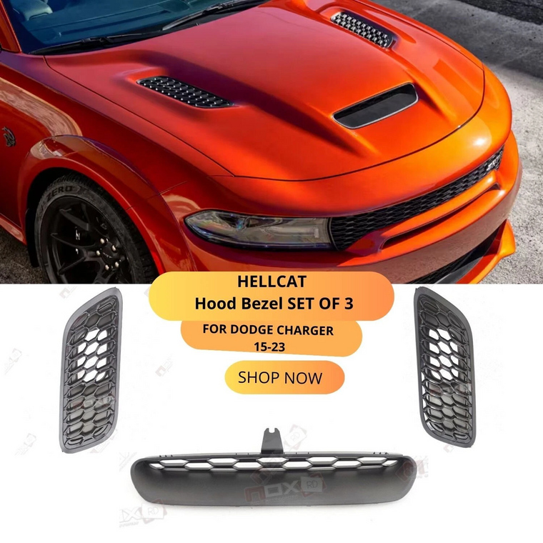 FOR  DODGE CHARGER HELLCAT Hood Bezel set of 3 FOR 2015-2023 68464719AB