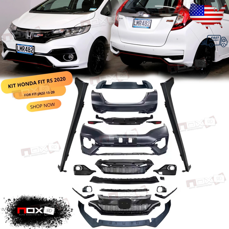 ✅ For 15-20 Honda Fit Front And Rear Bumper Cover kit RS SPORT Upgrade KIT RS