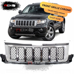 Para parrilla delantera cromada con rejilla de panal e inserciones negras para Jeep Grand Cherokee 2011-2013