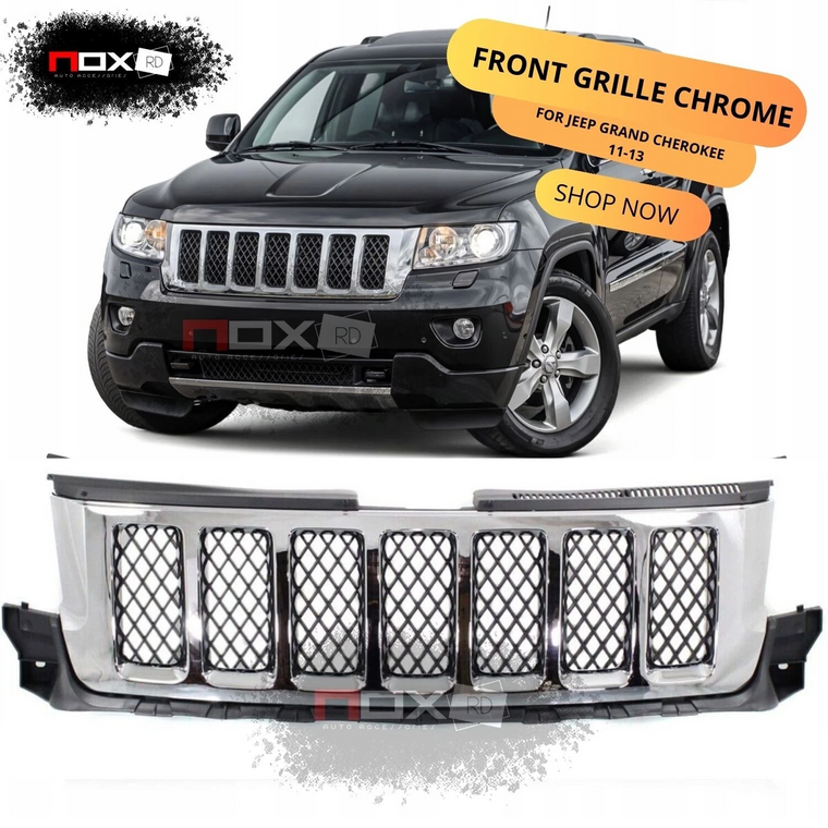 For  Jeep Grand Cherokee 2011-2013 Front Grill Chrome Honeycomb Black Inserts
