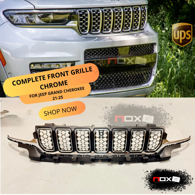 FOR 2021-2024 JEEP GRAND CHEROKEE  L COMPLETE FRONT UPPER RADIATOR GRILLE CHROME