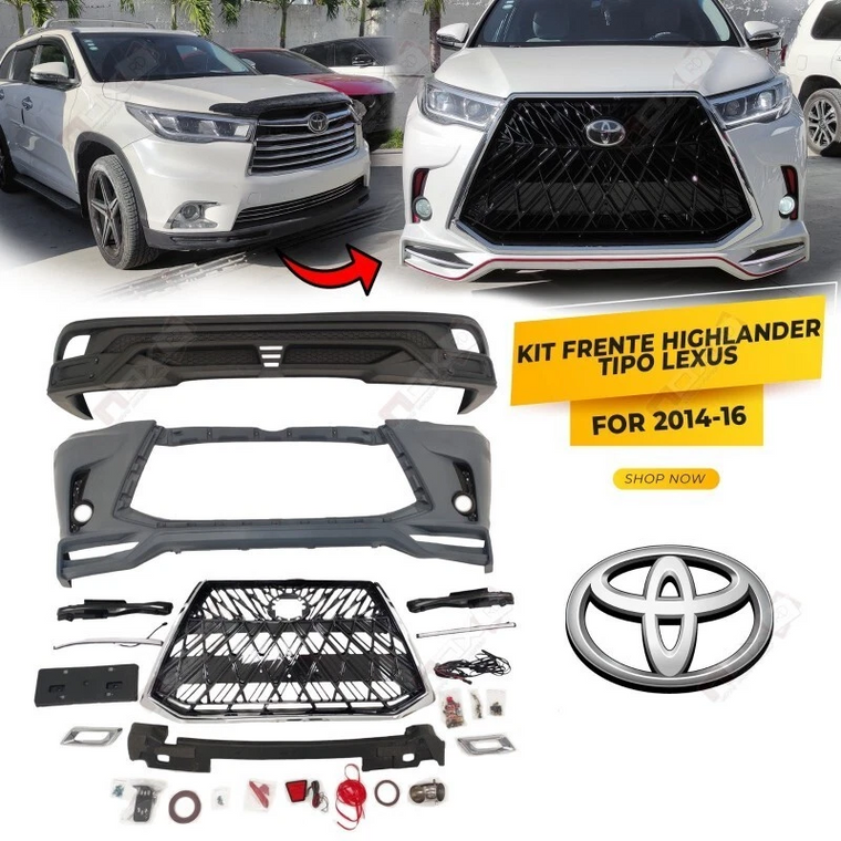 For 2014-2016 Toyota Highlander FRONT BODY KIT BUMPER GRILL LEXUS STYLE
