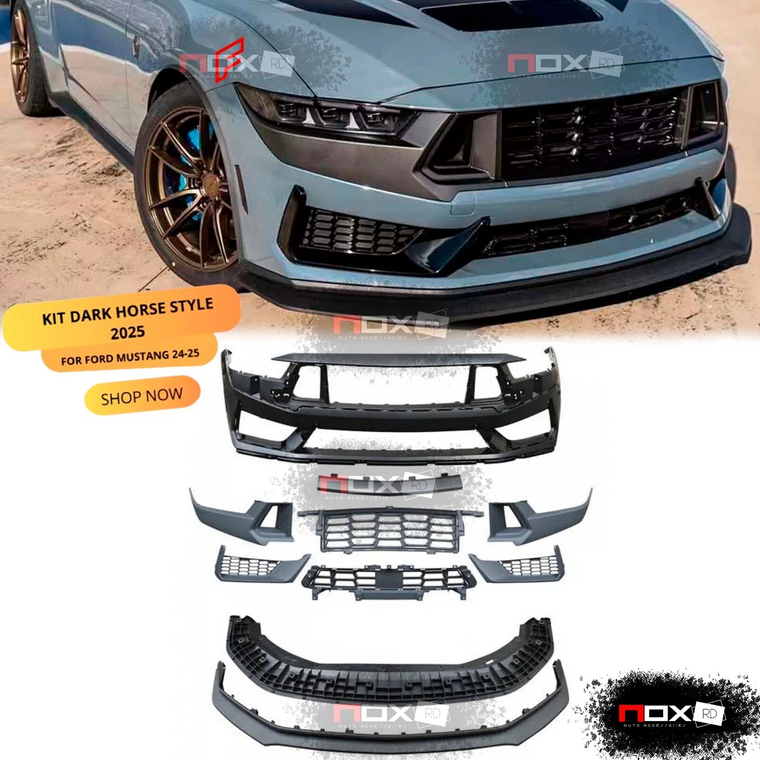 ✅ FOR FORD MUSTANG 2024-2025 PRIMER DARK HORSE STYLE FRONT BUMPER FACELIFT KIT