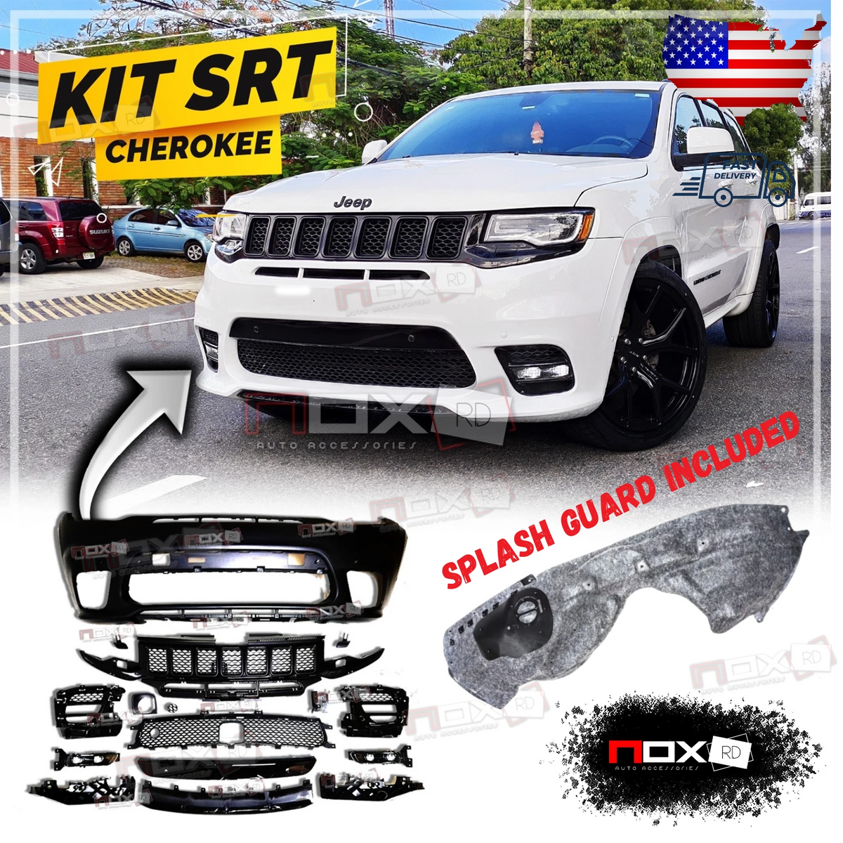 FOR JEEP GRAND CHEROKEE SRT 14-16 FRONT BUMPER KIT SRT 17-21 FACELIFT CONVERSION