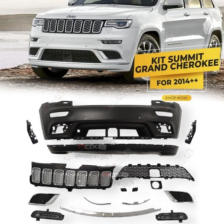 FOR JEEP GRAND CHEROKEE SUMMIT  2014 - 2021 FRONT BUMPER KIT FACELIFT CONVERSION