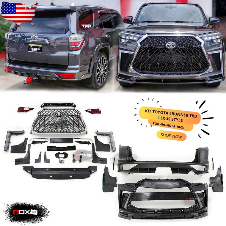 FOR TOYOTA 4RUNNER 2014-2021 LEXUS STYLE BODY KIT FACELIFT BUMPER FASCIA CONVERS