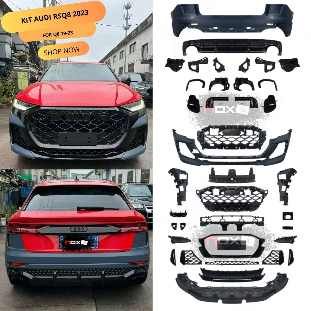 For 2019-2023 Audi Q8 Upgrade To 2023+ RSQ8 Front And Rear Bumper Body Kit